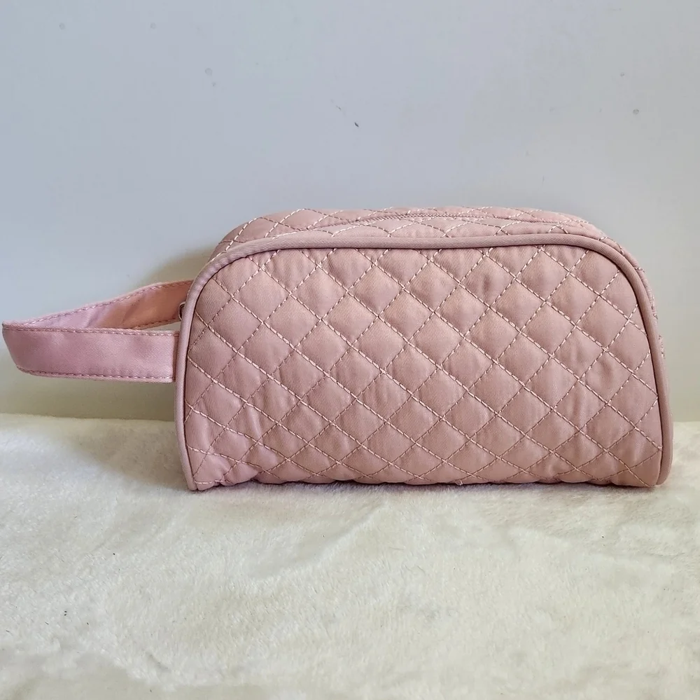 Lovevook Pink Quilted Toiletry Travel Makeup Cosmetic Bag Pouch